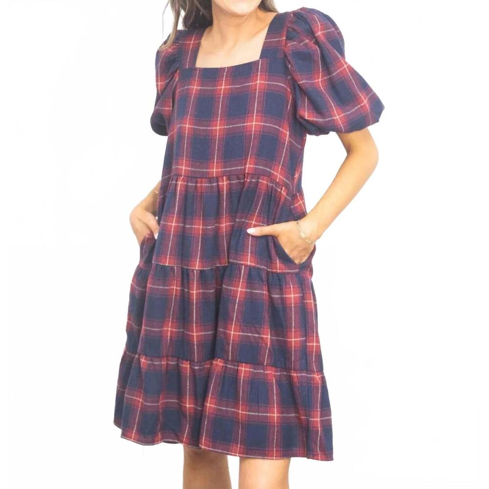 NEW SOUTHERN GRACE fireside christmas dress in plaid - Picture 3 of 5